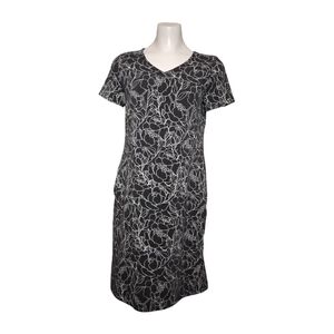 Duluth Dress NoGA Naturale Cotton Short Sleeve Dress Grey White Floral sz S